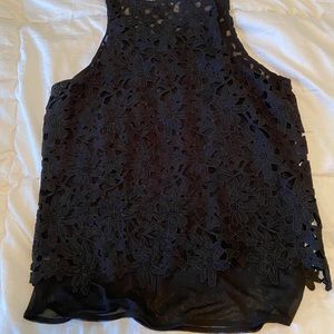 Solid black express lace tank